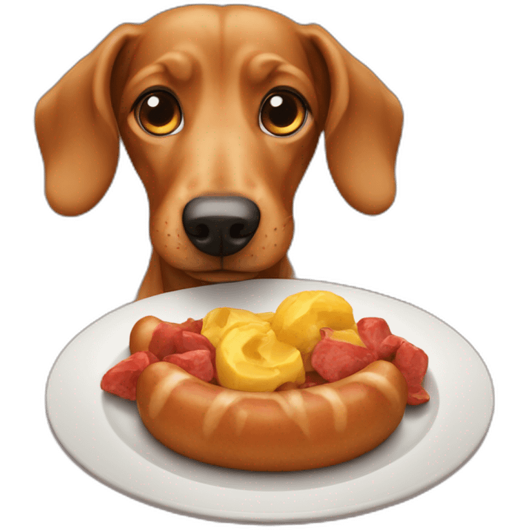 Teckel dog eating emoji