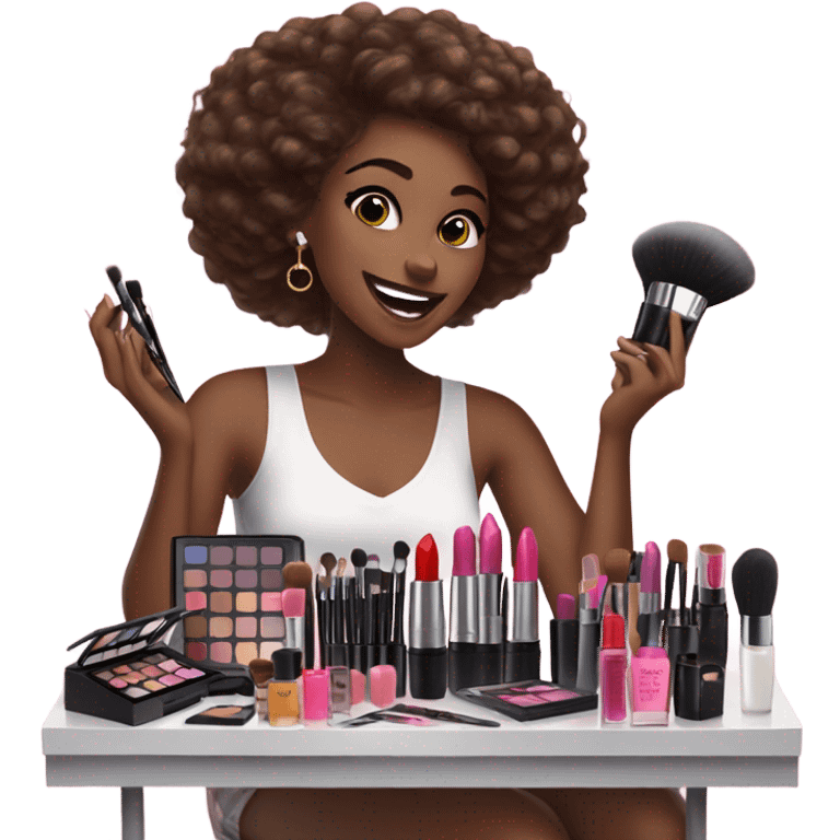 Makeup kit and a girl emoji