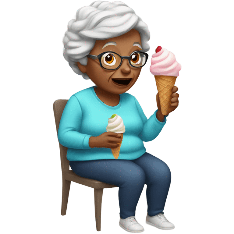 Grandmom eating ice cream emoji