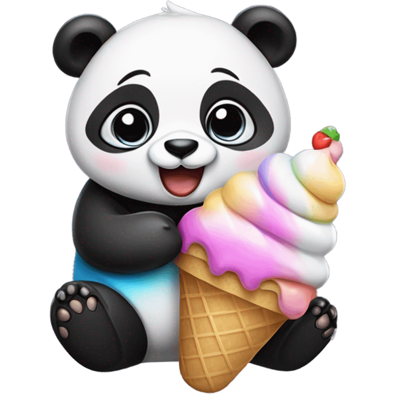 Panda eating ice cream emoji