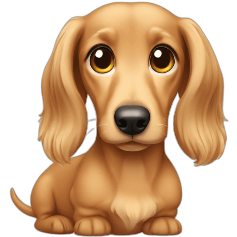 Crying longhair cream dachshund  emoji