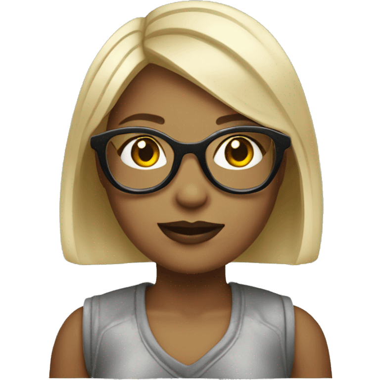 Short platinum bob girl wearing chunky glasses  emoji