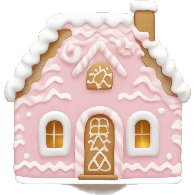 light pink and gold and white gingerbread house emoji