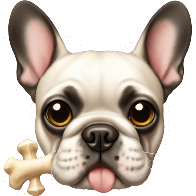 French bulldog with bone emoji