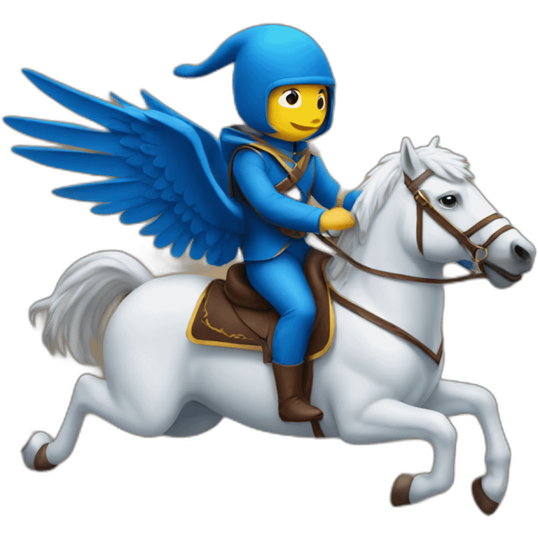 elon riding a blue bird emoji