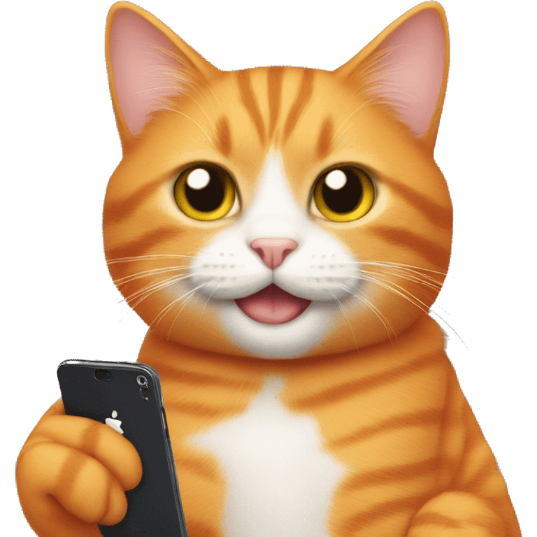 Orange cat holding phone emoji