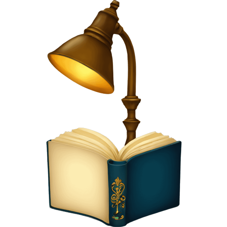 vintage lamp with open book emoji