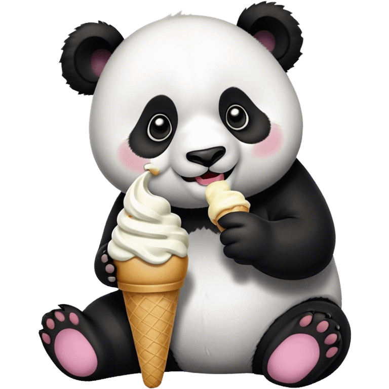 Panda eating ice cream emoji