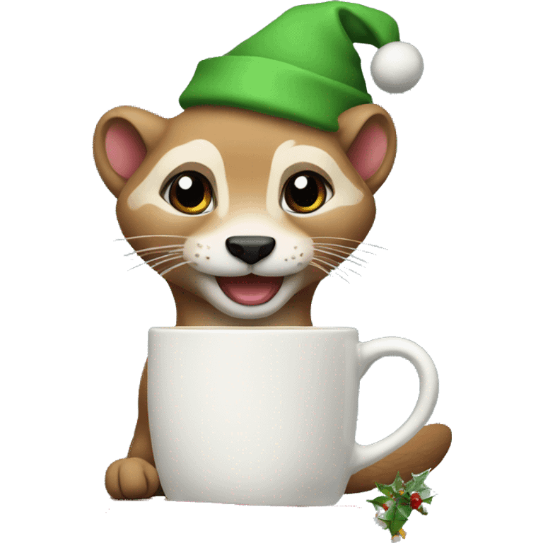 a weasel with a christmas mug emoji