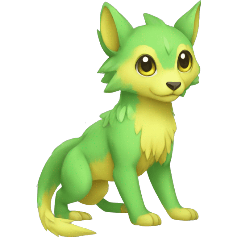 Cute cool green yellow animal hybrid Fakemon full body emoji