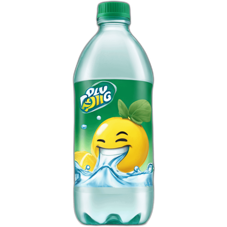 yellow liquid in a poland spring water bottle laying on it's side emoji