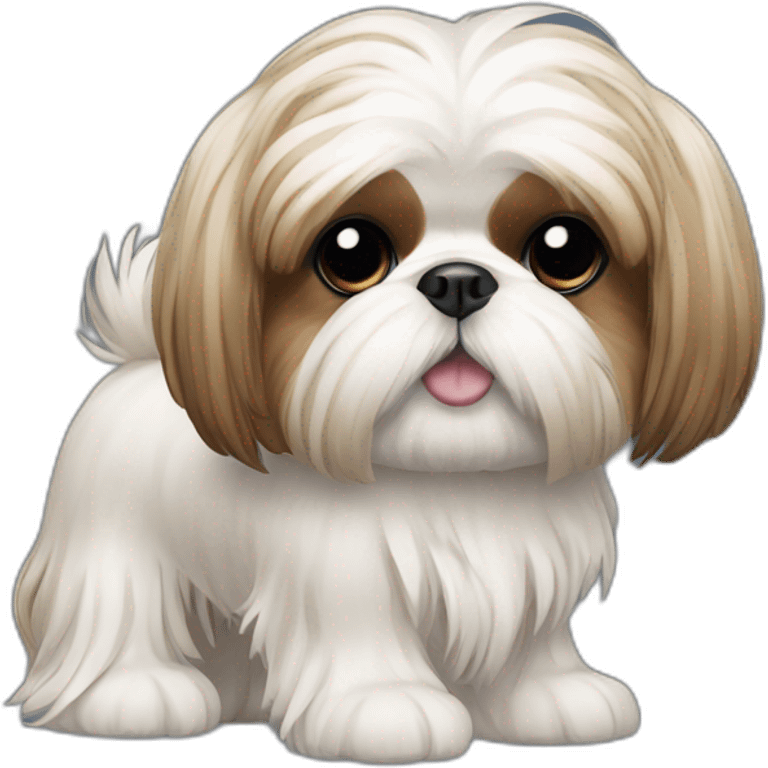 Dog Shih Tzu with long hairs full-body emoji