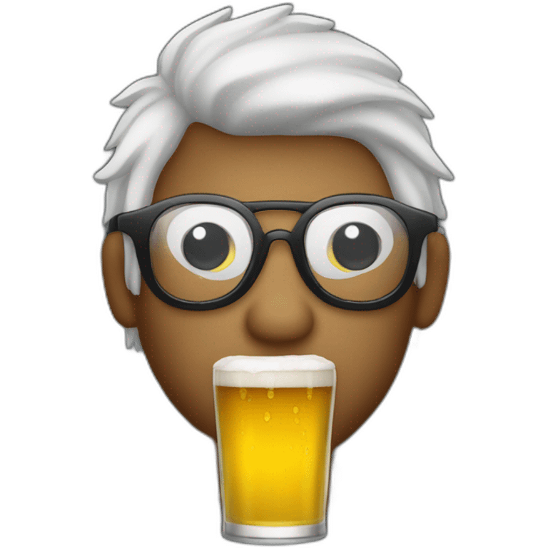 PERSONA DE LENTES PELO OSCURO CON UNA CERVEZA EN LA MANO emoji