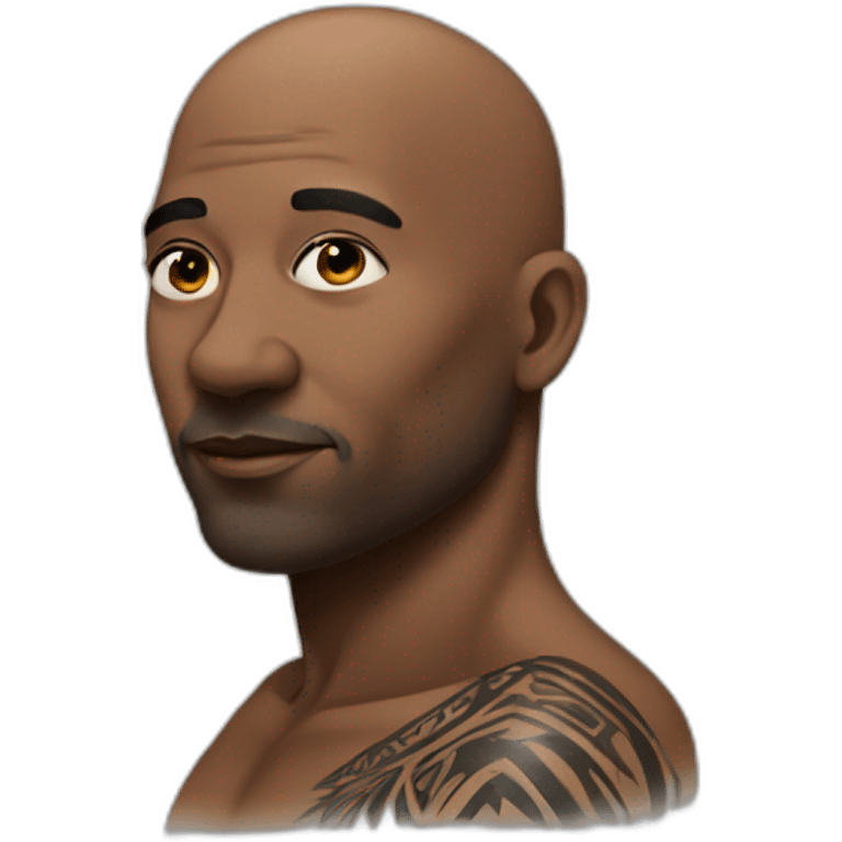 A black 50 year old bald man with Tribal tattoo on the side of his face emoji