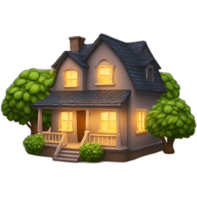 House with lighting emoji