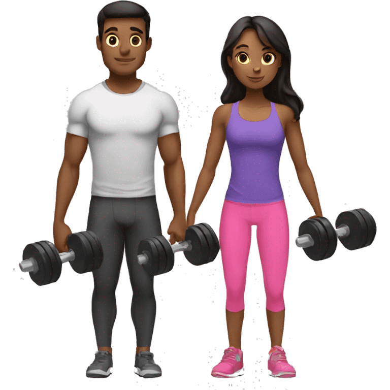 A guy and a girl lifting weights together emoji