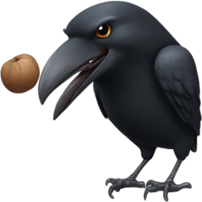 crow with nut in mouth emoji