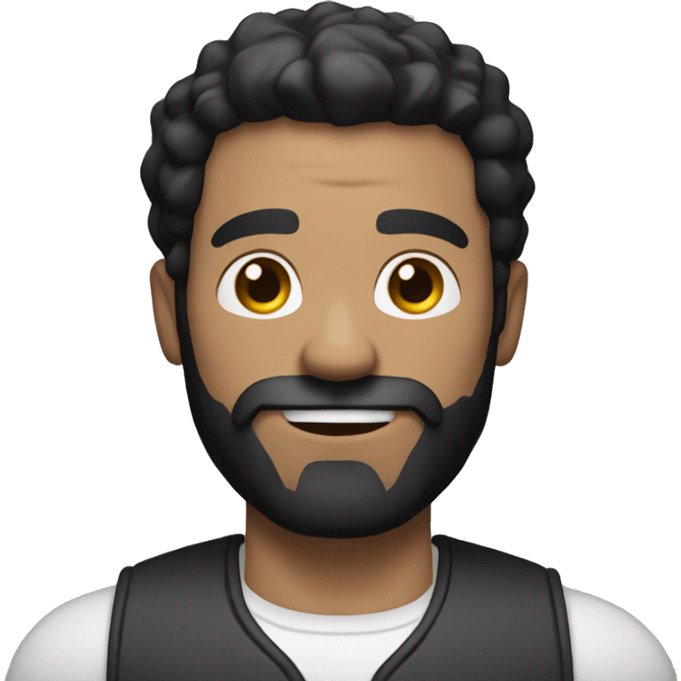 White Man with black hair and trimmed beard holding a Dumbell emoji