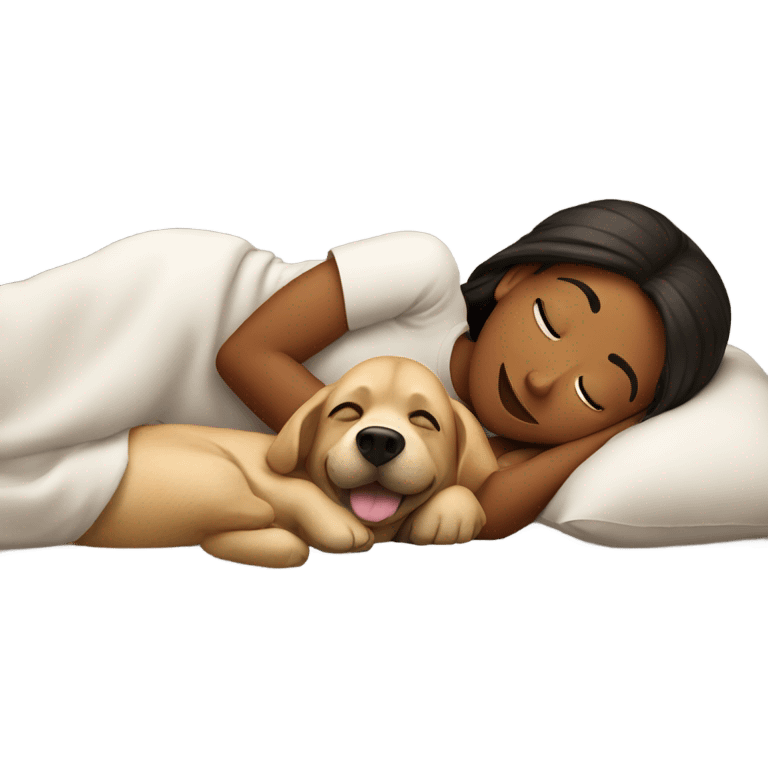 Girl with dog in bed emoji