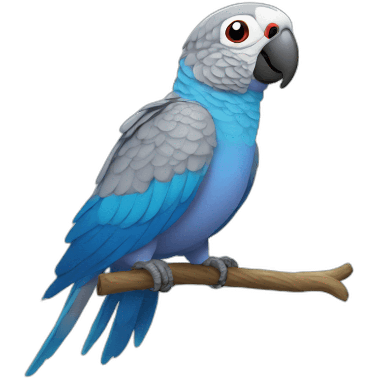 gray ringneck parrot with blue eyes eating cable emoji