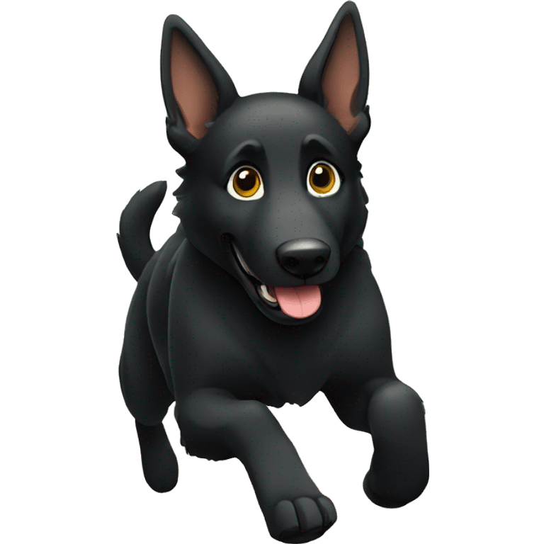 cartoon black german shepherd running emoji