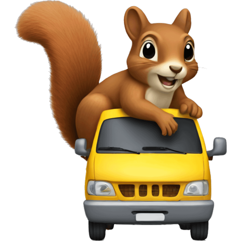 Make a squirrel emojis next to a van emoji