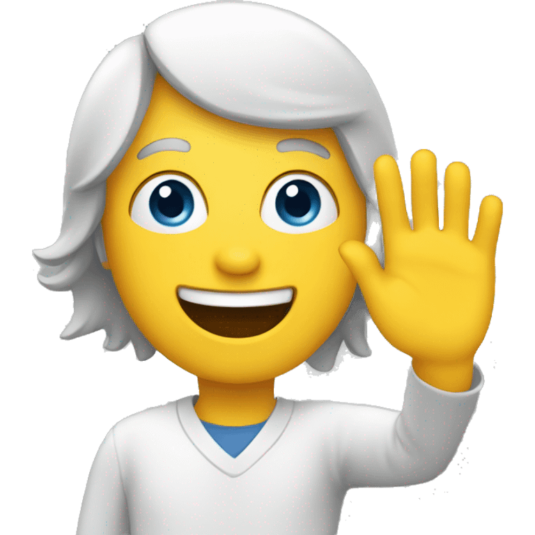 Person waving hi emoji