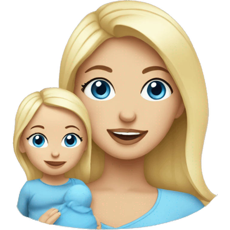 blue eyed blonde mom and baby girl emoji