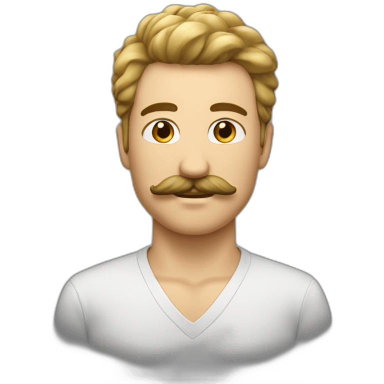 Homme avec moustache courte et cheveux sur le côté emoji