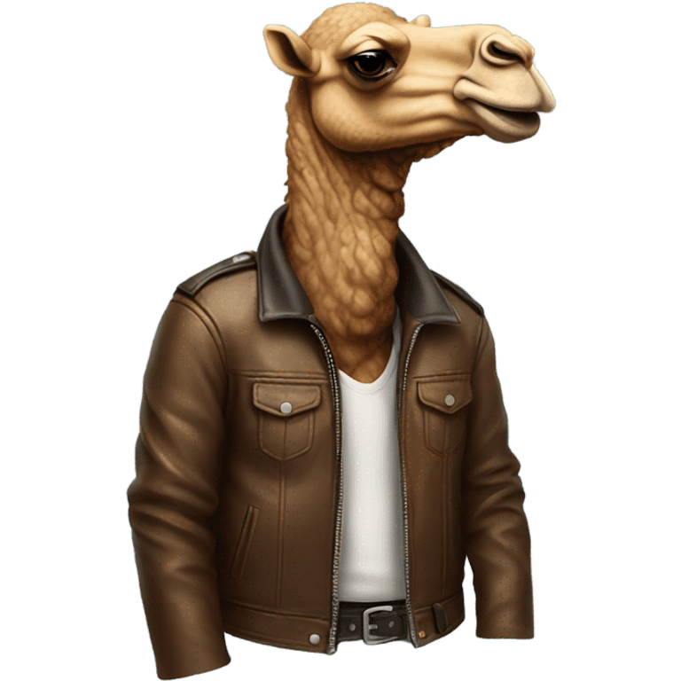 Cool camel in a leather jacket  emoji