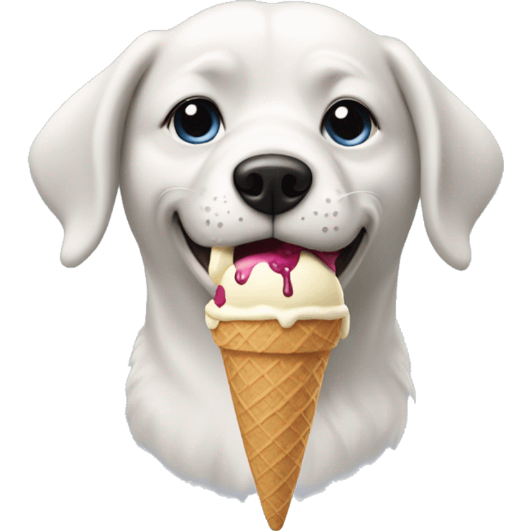 Dog eating ice cream emoji