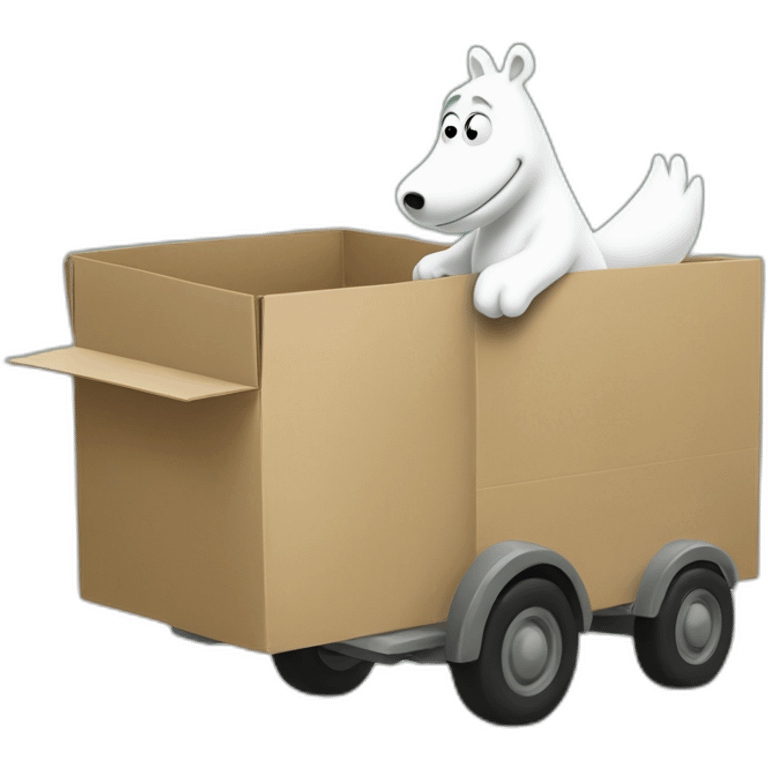 Moomin delivering a box emoji