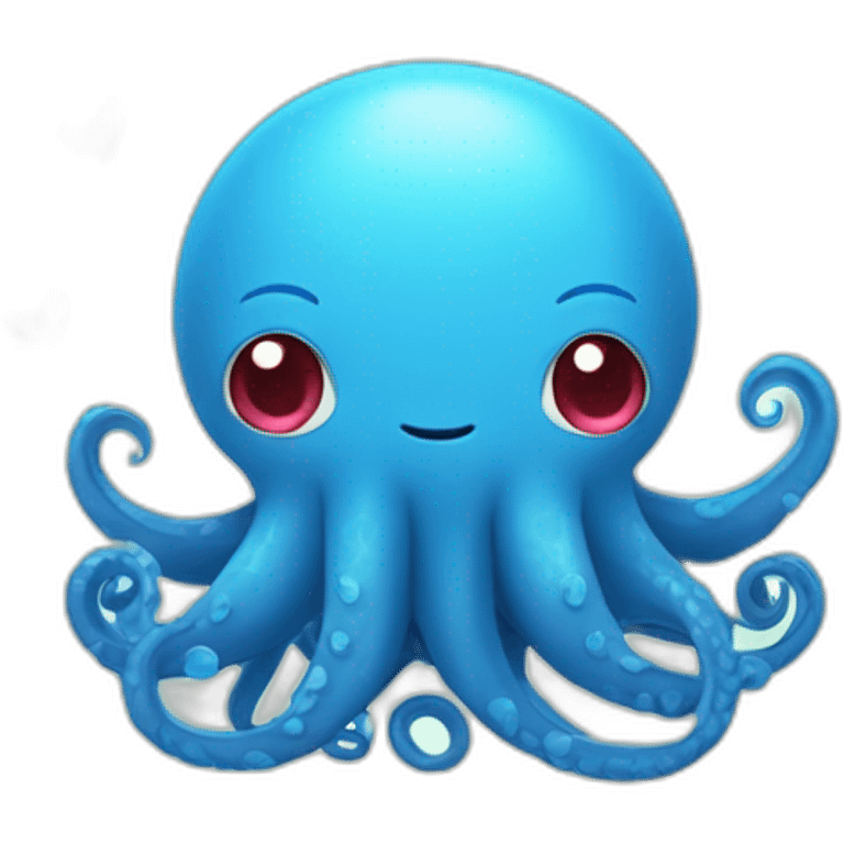 cute blue kraken with adorable face with many hearts emoji