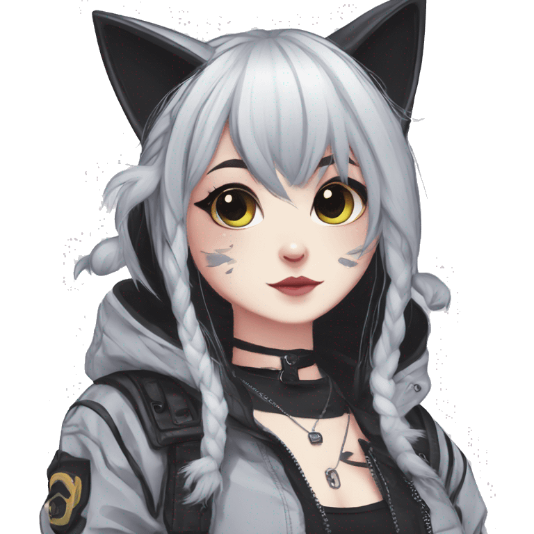 Edgy Kawaii Cute Cool Cartoon Anime Punk Techwear Gothic Catgirl emoji