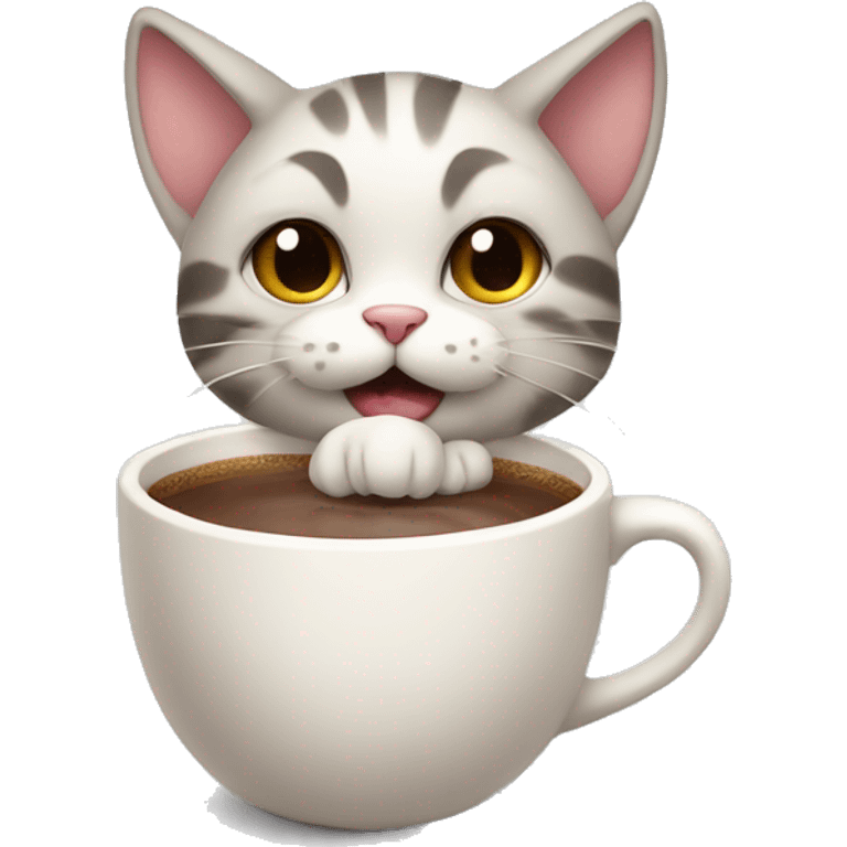 A cute cat drinking hot coco emoji