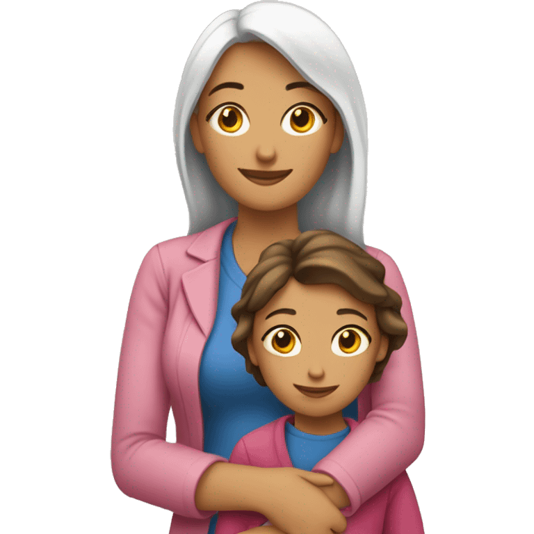 abrazo mama  e hija adolescente banca emoji