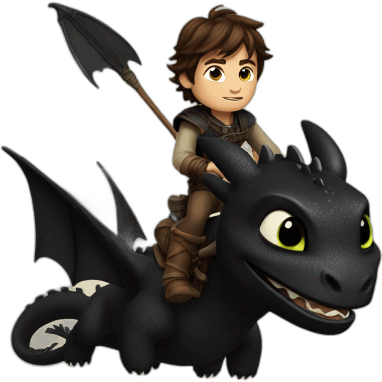 Hiccup riding Toothless emoji