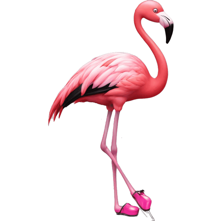 flamingo with tap-dancing shoes emoji