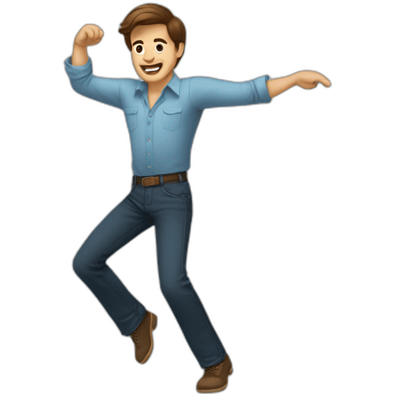 brown hair man with shirt dancing jive emoji