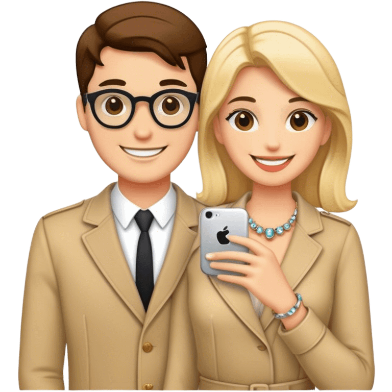 smiling couple with accessories emoji