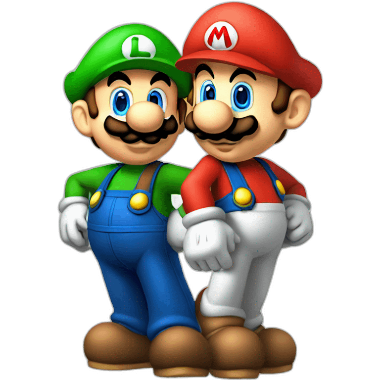 Mario et luigi qui se font un bisous emoji