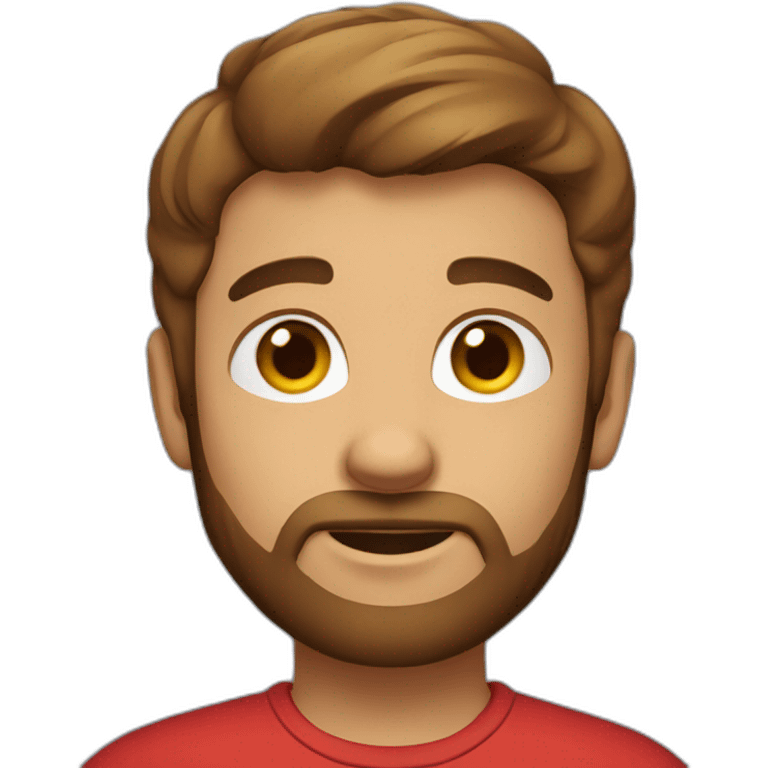 boy with red t-shirt, defined beard and brown short hair emoji