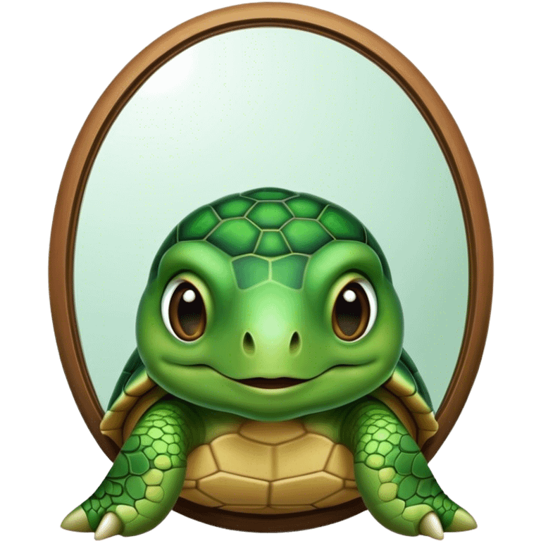 Turtle looking in a mirror emoji