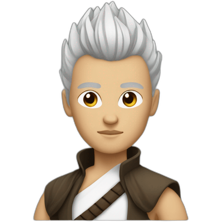 Jedi Half body white skin black hair Mohawk style emoji