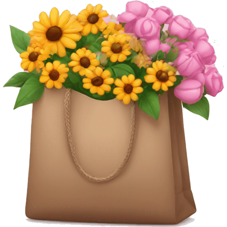 New bag and flowers as gift emoji