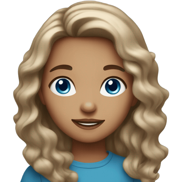 A girl with blue eyes and brown wavy hair emoji