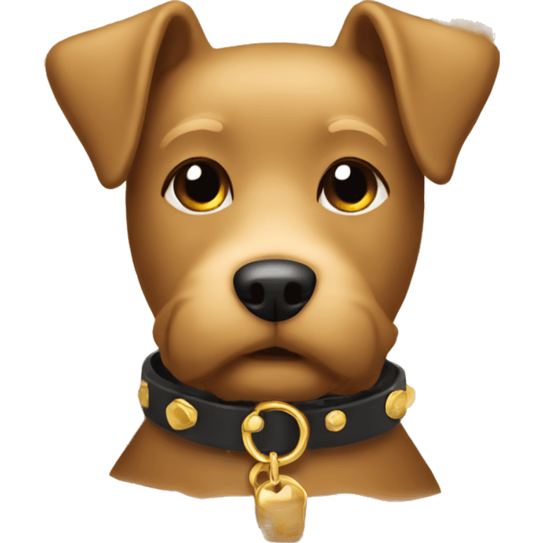 Brown you terrier dog with golden dog collar emoji