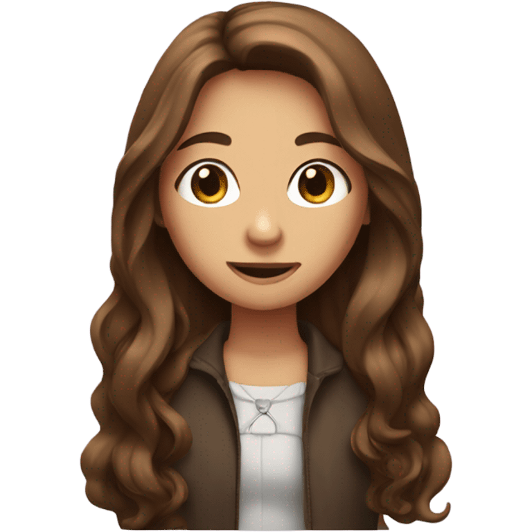 Girl with brown long hair with key in hand emoji