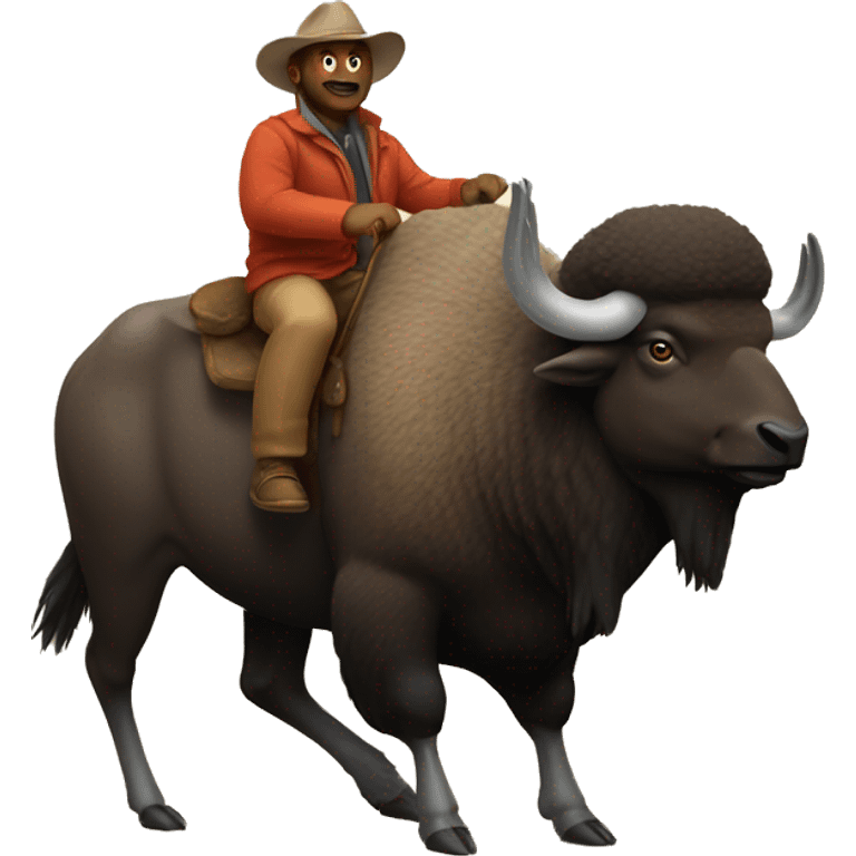 Goose riding a bison emoji