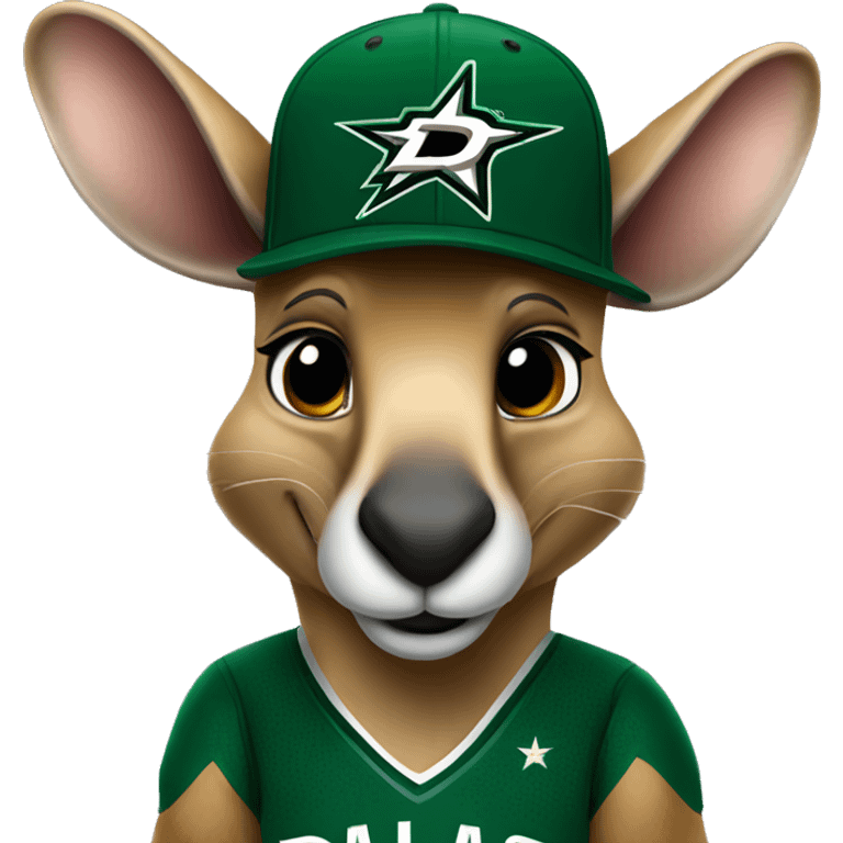 Kangaroo wearing a dallas stars hat emoji